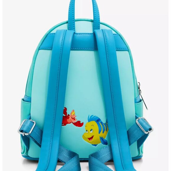 NWT Loungefly The Little Mermaid Glitter Portrait Mini Backpack - Picture 3 of 4